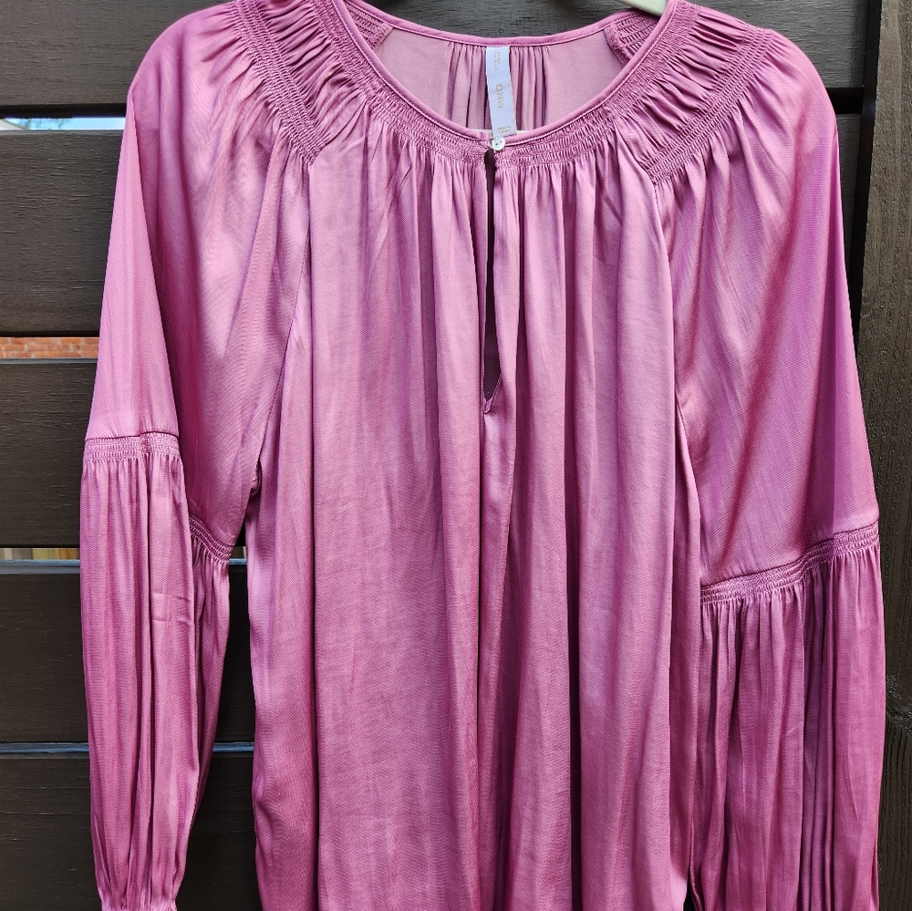 MNG Satin Blouse Mauve Size 10